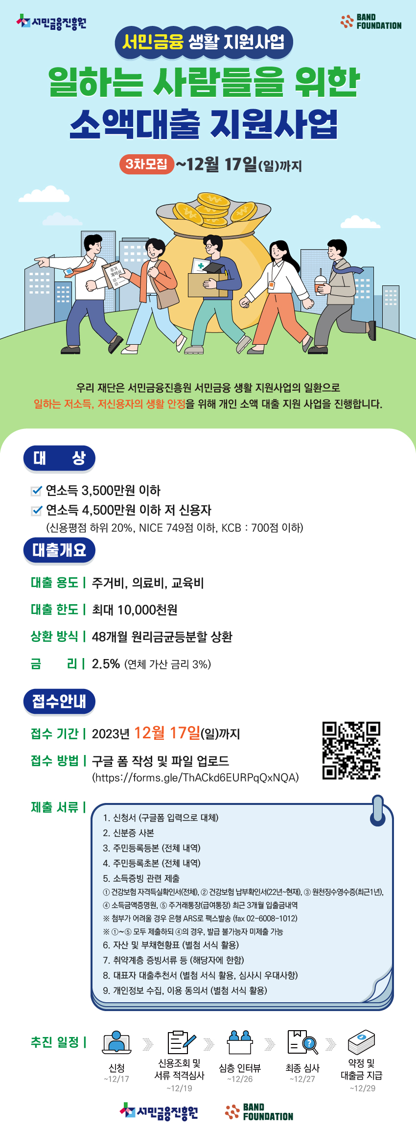 서민금융 생활 지원사업 "생활안정분야" 소액대출 지원사업(3차) 안내 (~ 12/17)