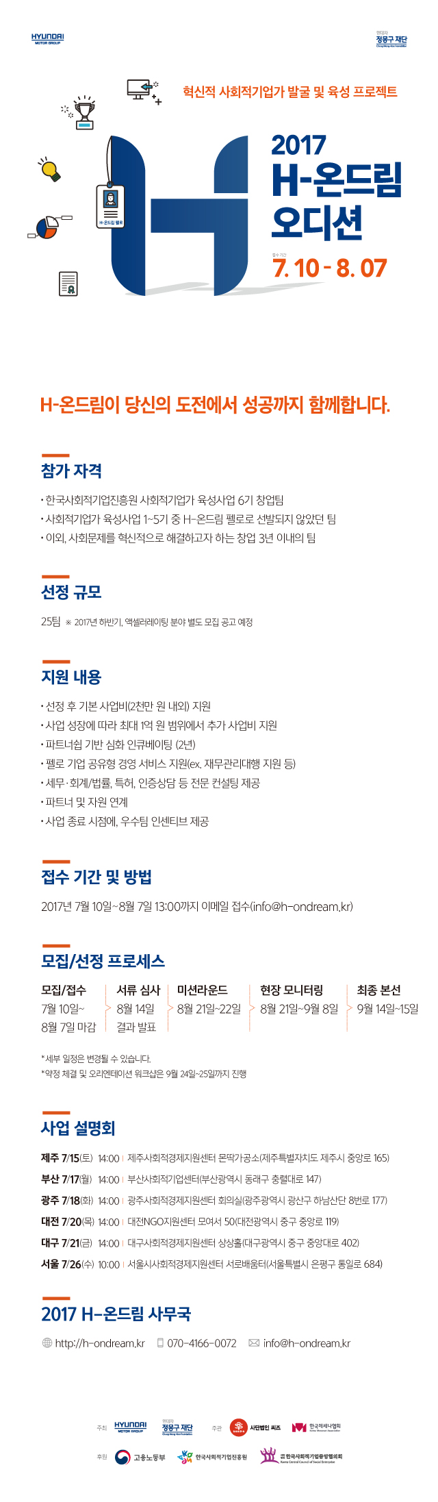 혁신적 사회적기업가 발굴을 위한 2017 H-온드림 오디션 사업 안내