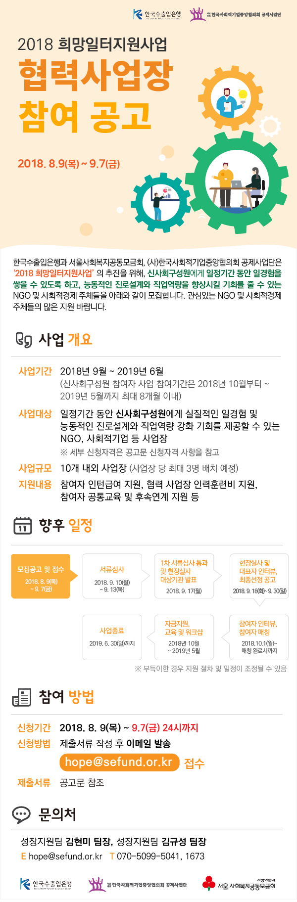 2018년 희망일터 지원사업 협력사업장 모집 공고