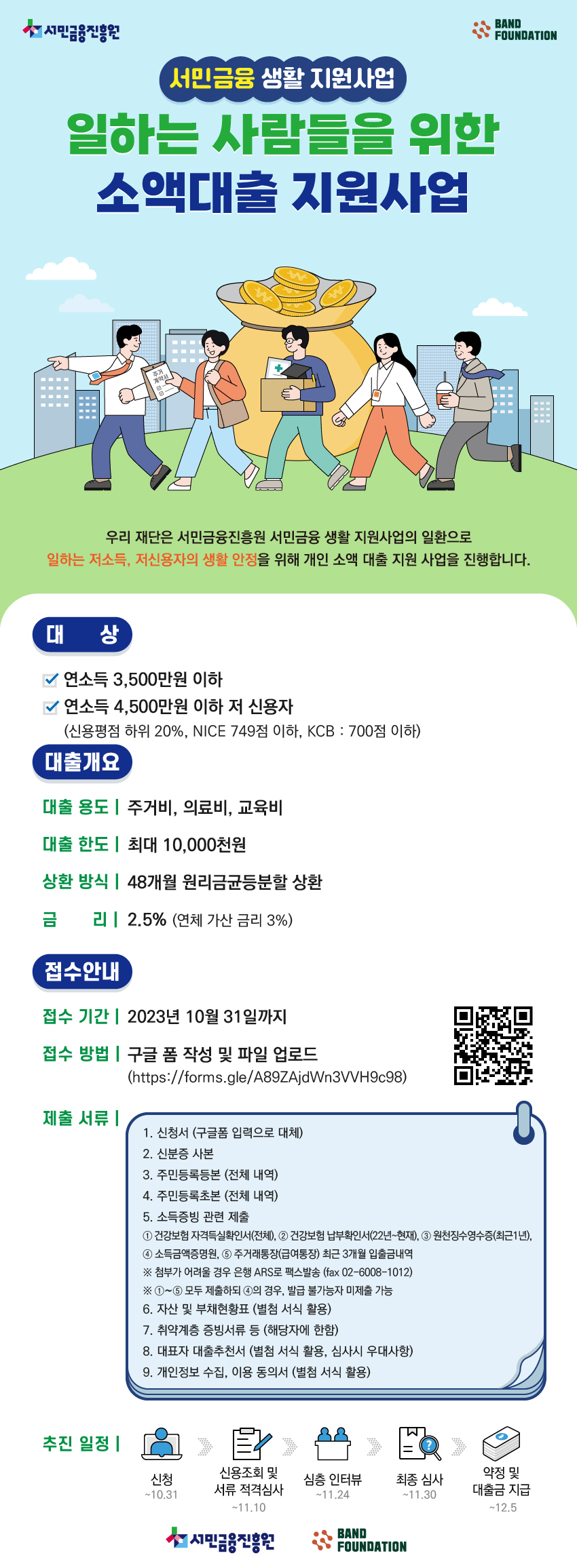 서민금융 생활 지원사업 "생활안정분야" 소액대출 지원사업 안내 (~ 10/31)