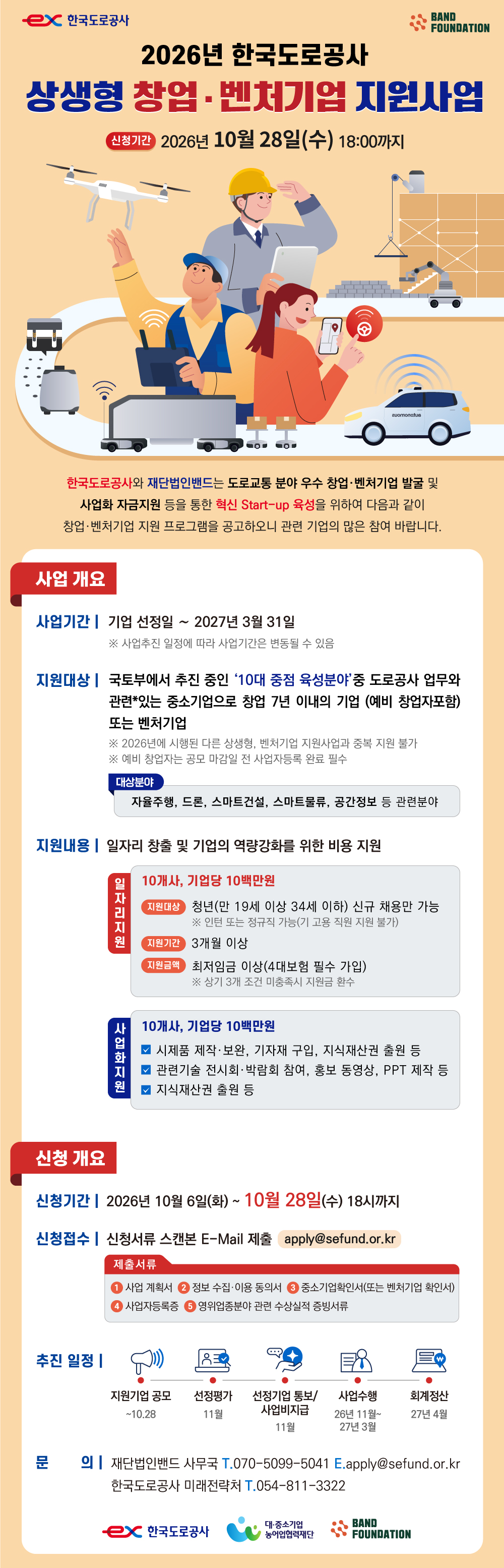 2026년 한국도로공사 상생형 창업, 벤처기업 지원사업 (~10/28)